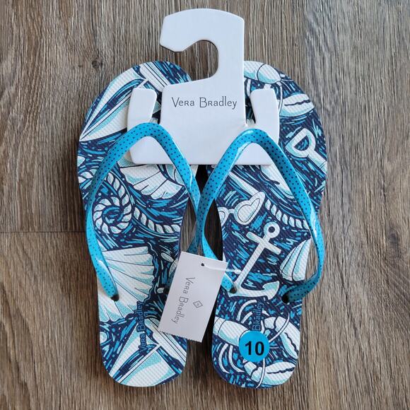 Vera Bradley Shore Enough Flip Flops Size Large 9-10 - Picture 1 of 5